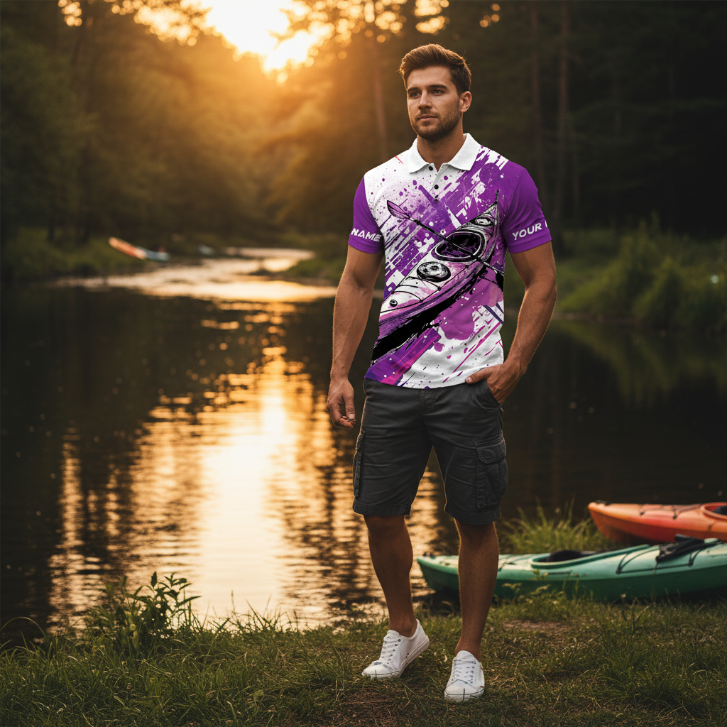 Custom Name Kayaking Purple All Over Print Shirt