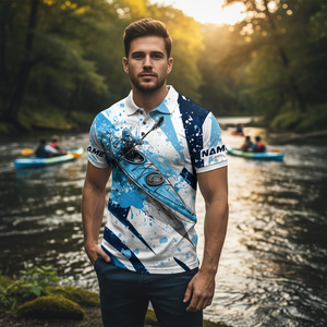 Custom Name Kayaking Blue All Over Print Shirt