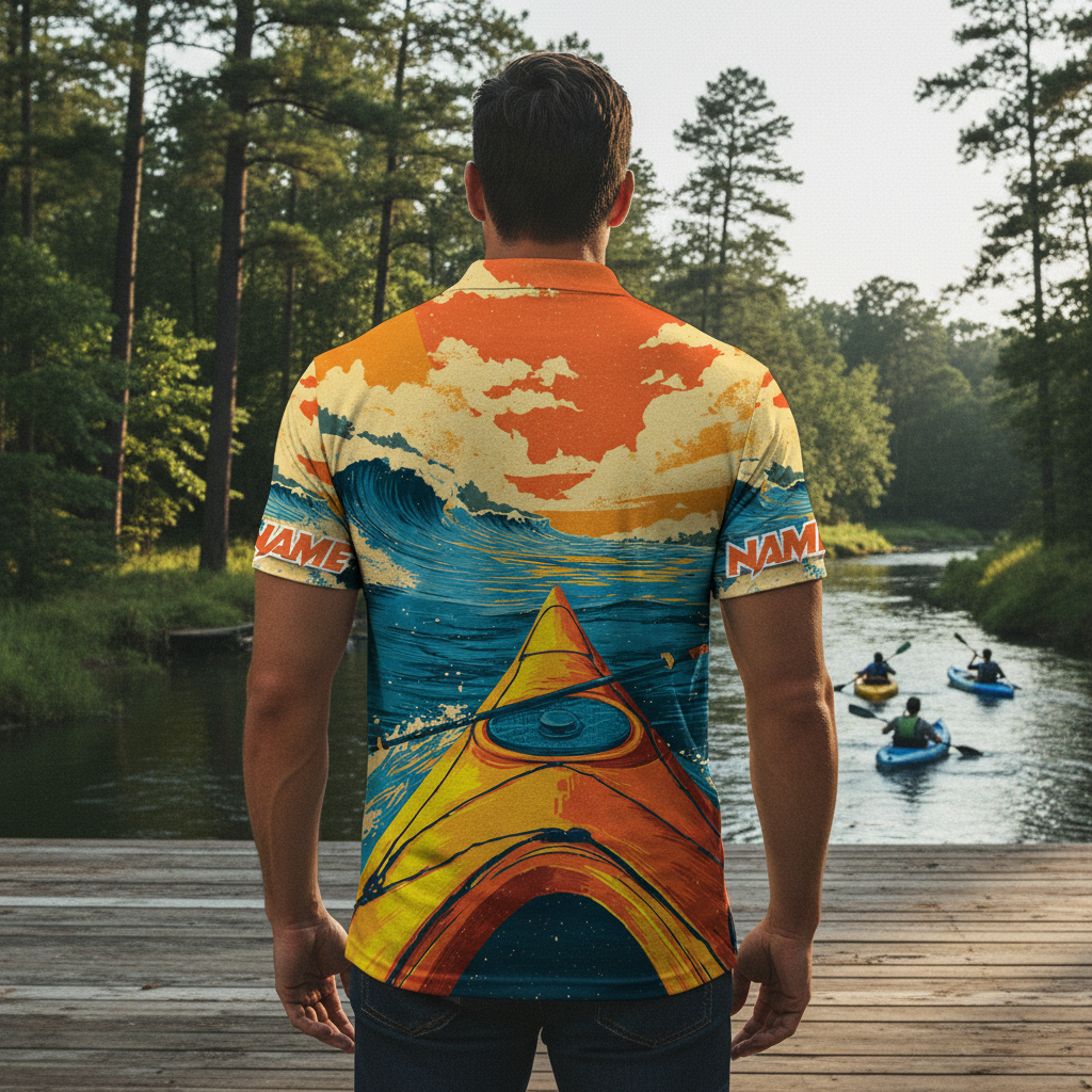 Custom Name Sunset Kayaking Scene All Over Print Shirt