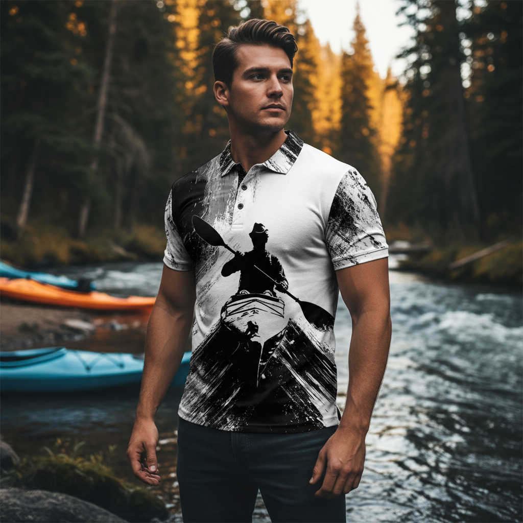 Black And White Kayaking Lover All Over Print Shirt