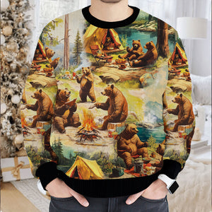 Bear Camping Ugly Sweater