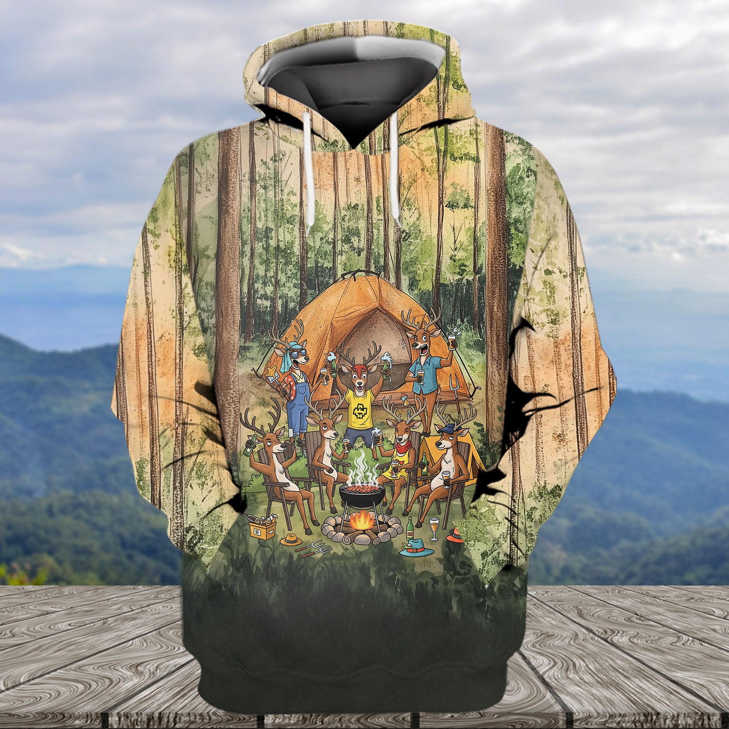 Friends, Fires, Fun Camping Crew Deer All Over Print Shirt