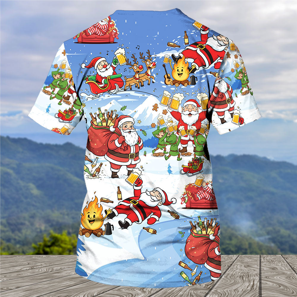 Santa Camping Funny All Over Print Shirt