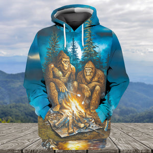 Sasquatch Campfire Night Art All Over Print Shirt