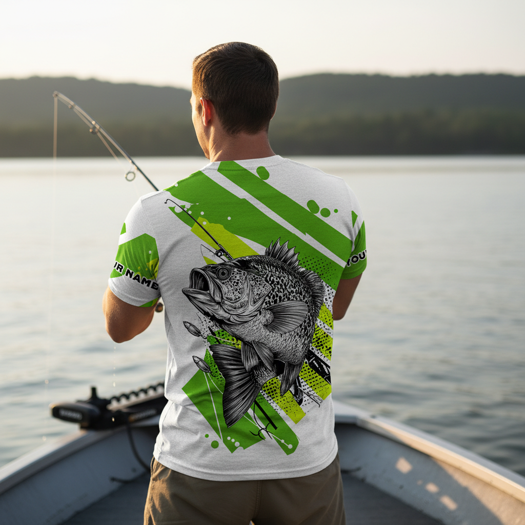 Custom Name Crappie Fish Green All Over Print Shirt