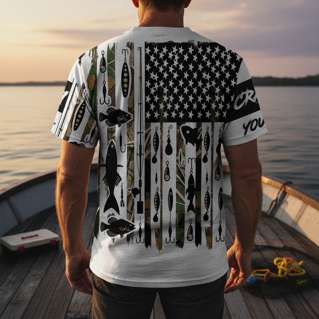 Custom Name Crappie Fish Black All Over Print Shirt