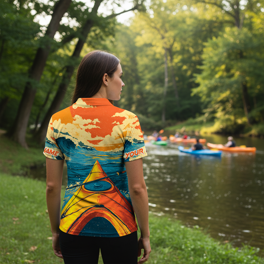 Custom Name Sunset Kayaking Scene All Over Print Shirt
