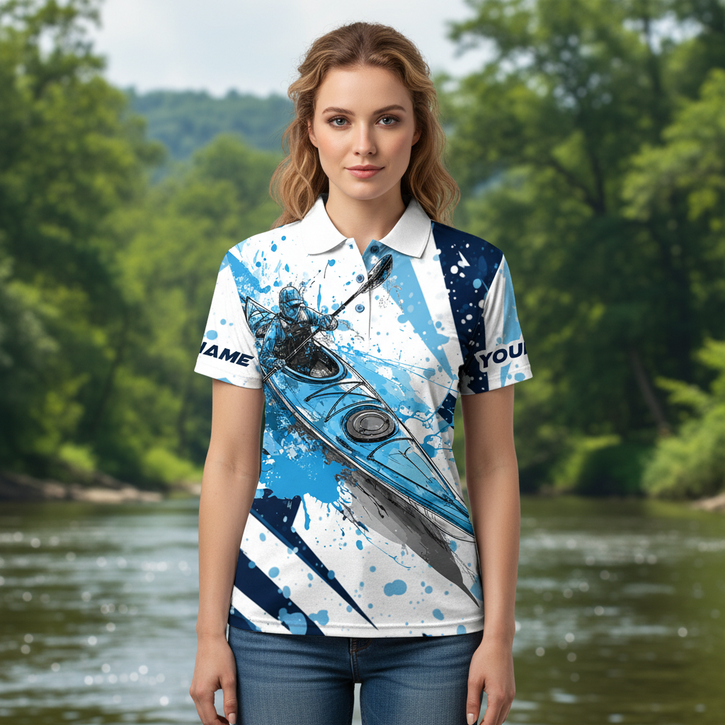 Custom Name Kayaking Blue All Over Print Shirt