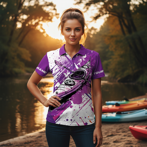 Custom Name Kayaking Purple All Over Print Shirt
