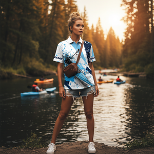 Custom Name Kayaking Blue All Over Print Shirt