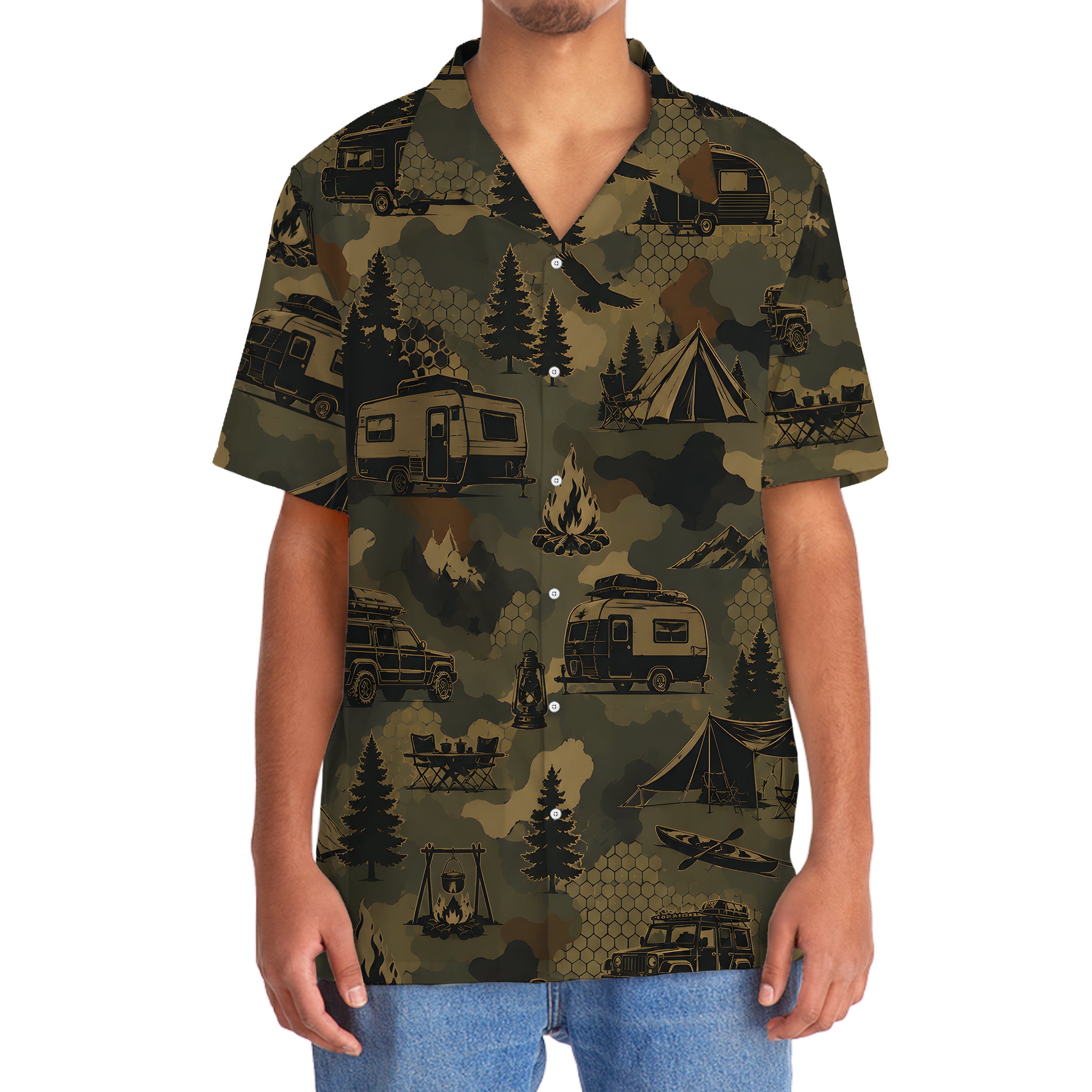 Camp Life Camping Camouflage Hawaiian Shirt