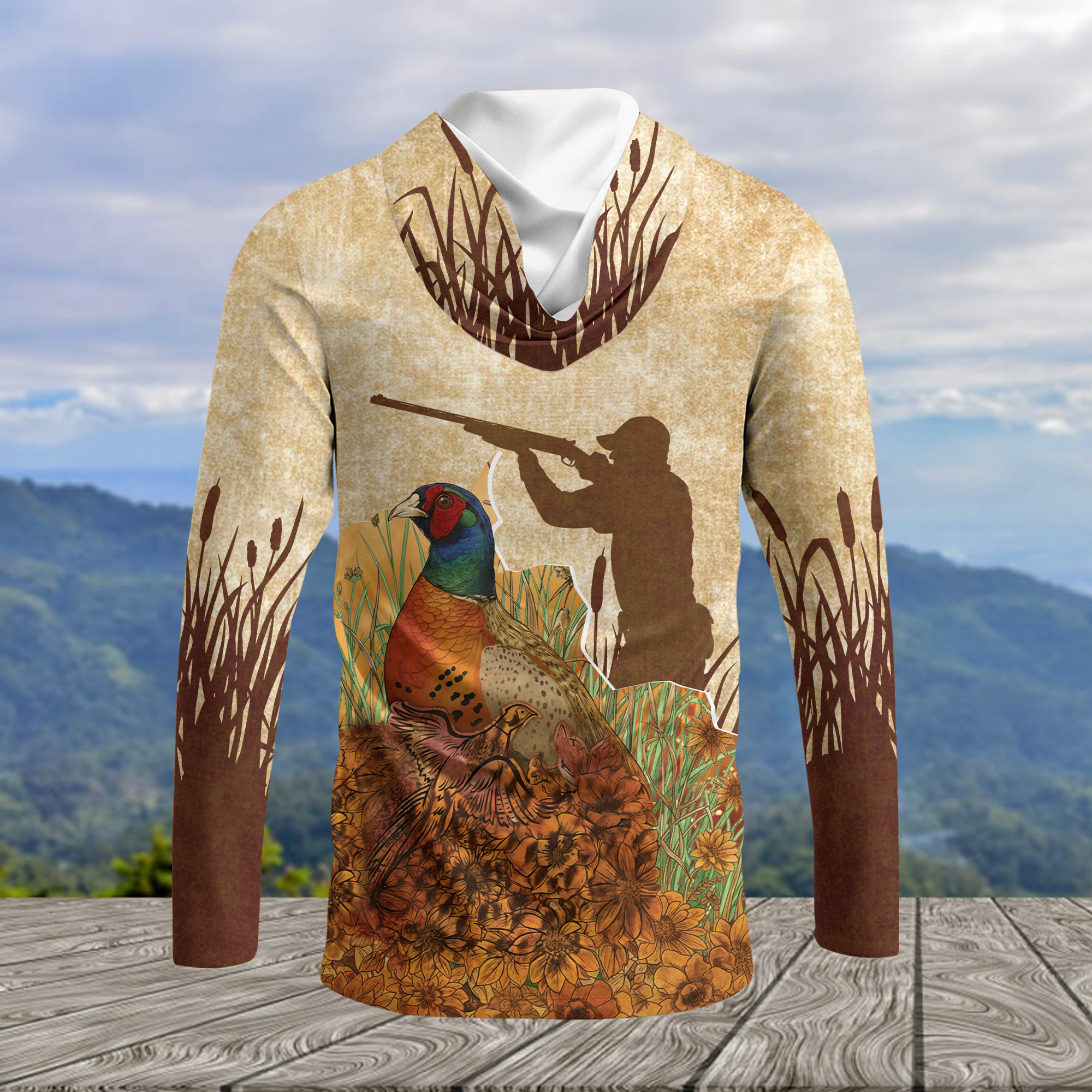 Vintage Wild Pheasant Hunting Flower Camo All Over Print Shirt