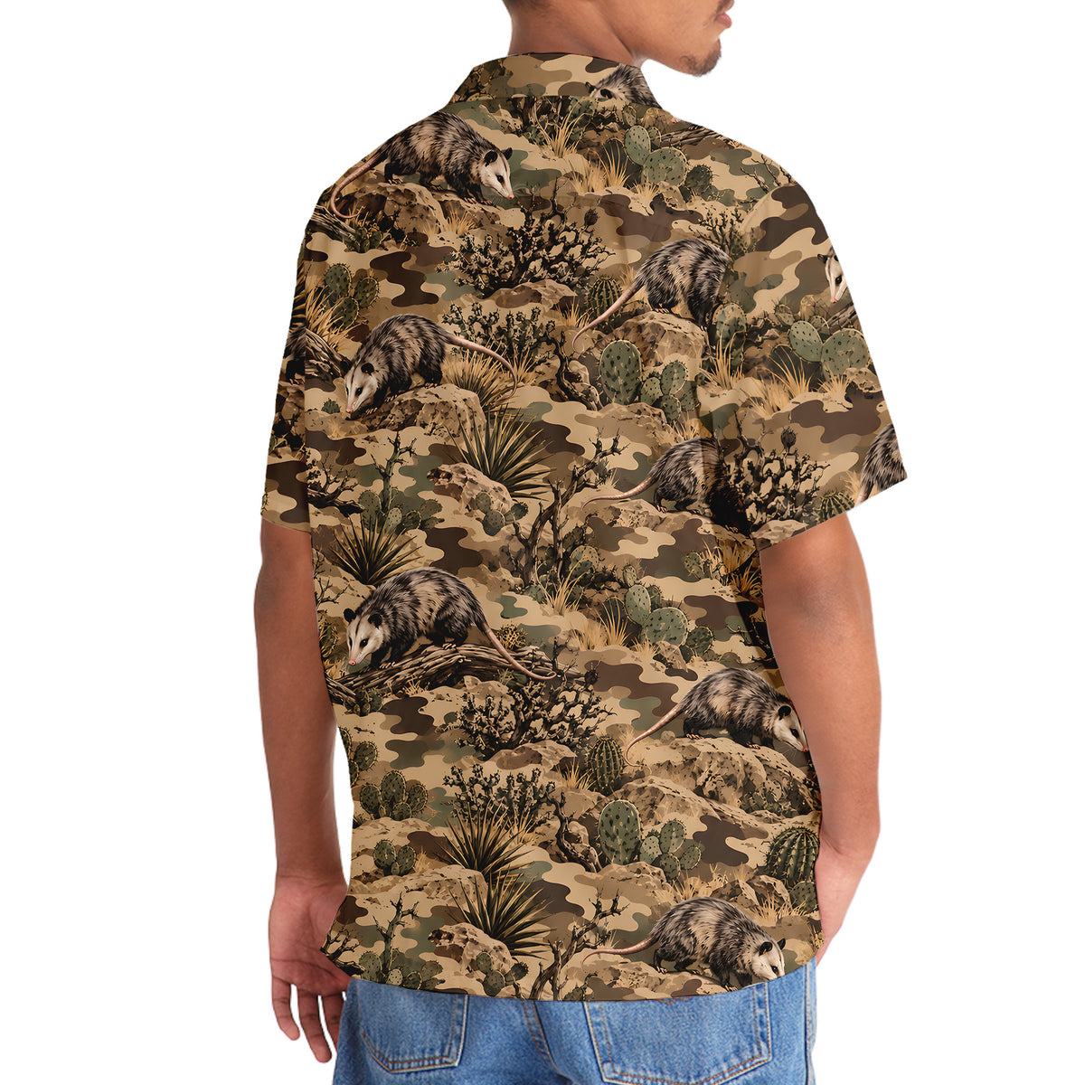 Desert Opossum Camo Pattern Hawaiian Shirt