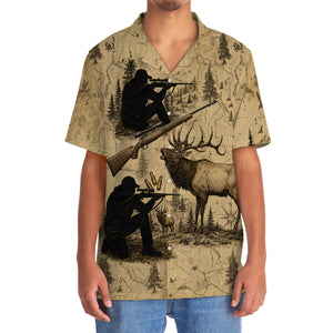 Vintage Elk Hunting Hawaiian Shirt