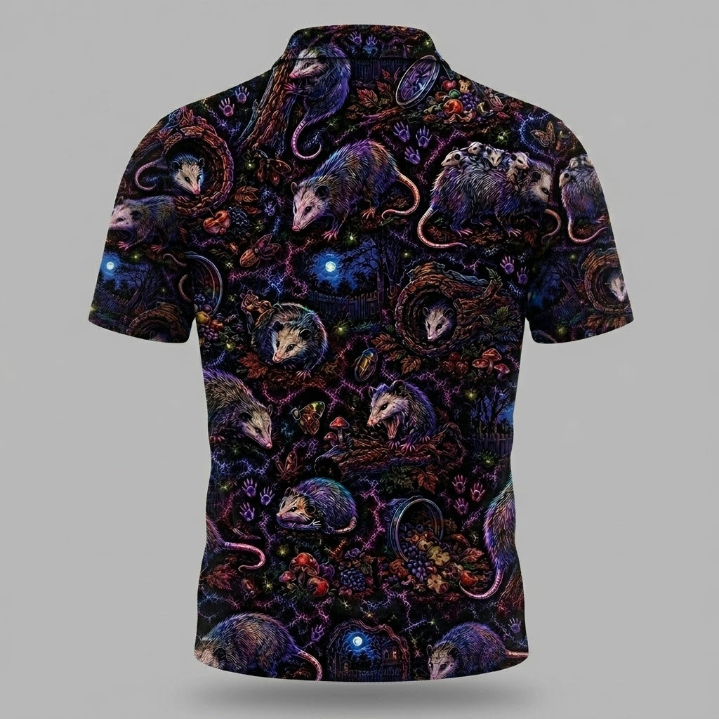 Midnight Opossum Neon Men Polo Shirt