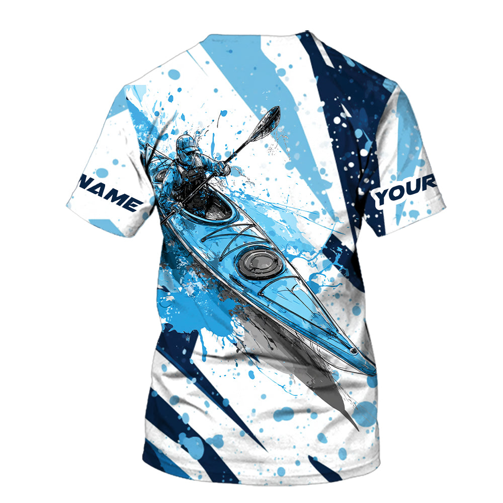 Custom Name Kayaking Blue All Over Print Shirt
