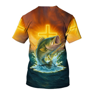 Bass Fishing Cross All Over Print Shirt