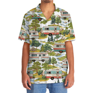 Camper Trailer Camping 80s Vintage Hawaiian Shirt