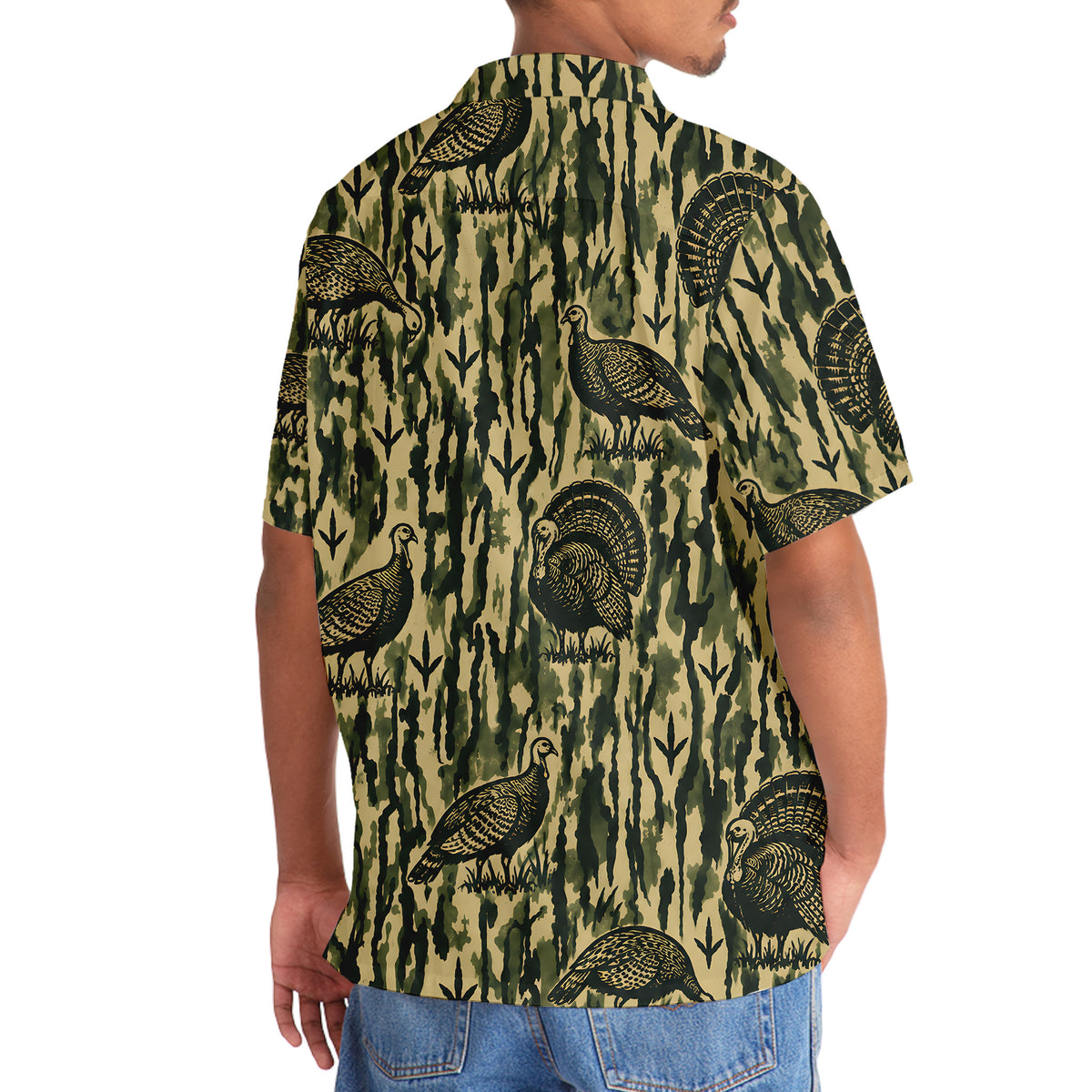 Wild Turkey Stripe Camouflage Hawaiian Shirt