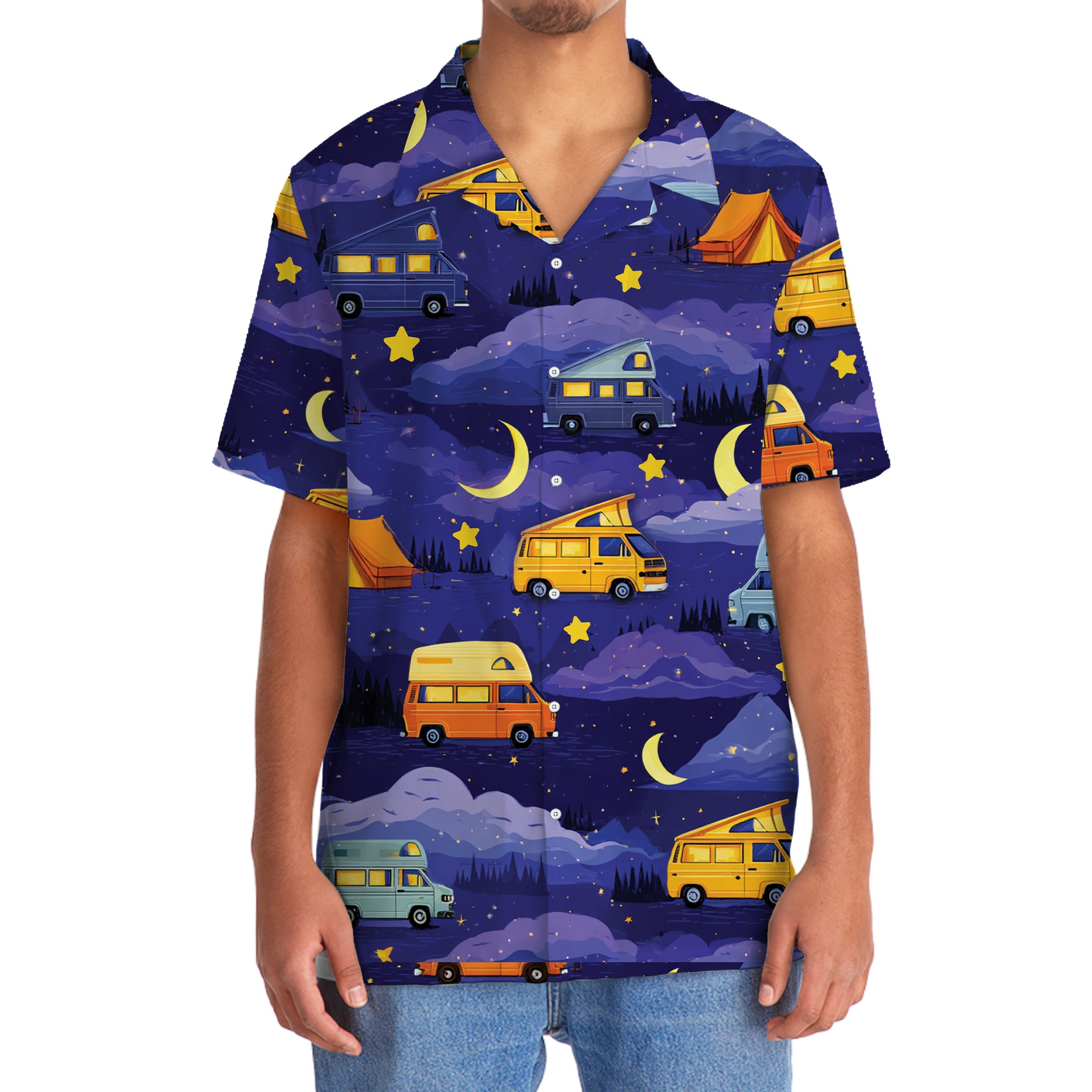 Dreamy Night Pop-Up Camper Hawaiian Shirt