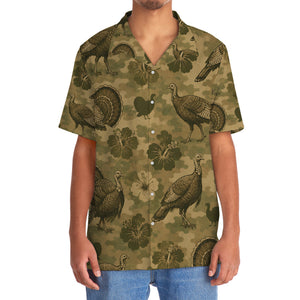 Turkey Hibiscus Camouflage Hawaiian Shirt
