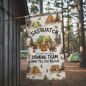 Sasquatch Campfire Drinking Team Flag Decor