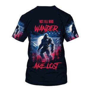 Strong Patriotic Bigfoot Not All Who Wander All Over Print Shirt