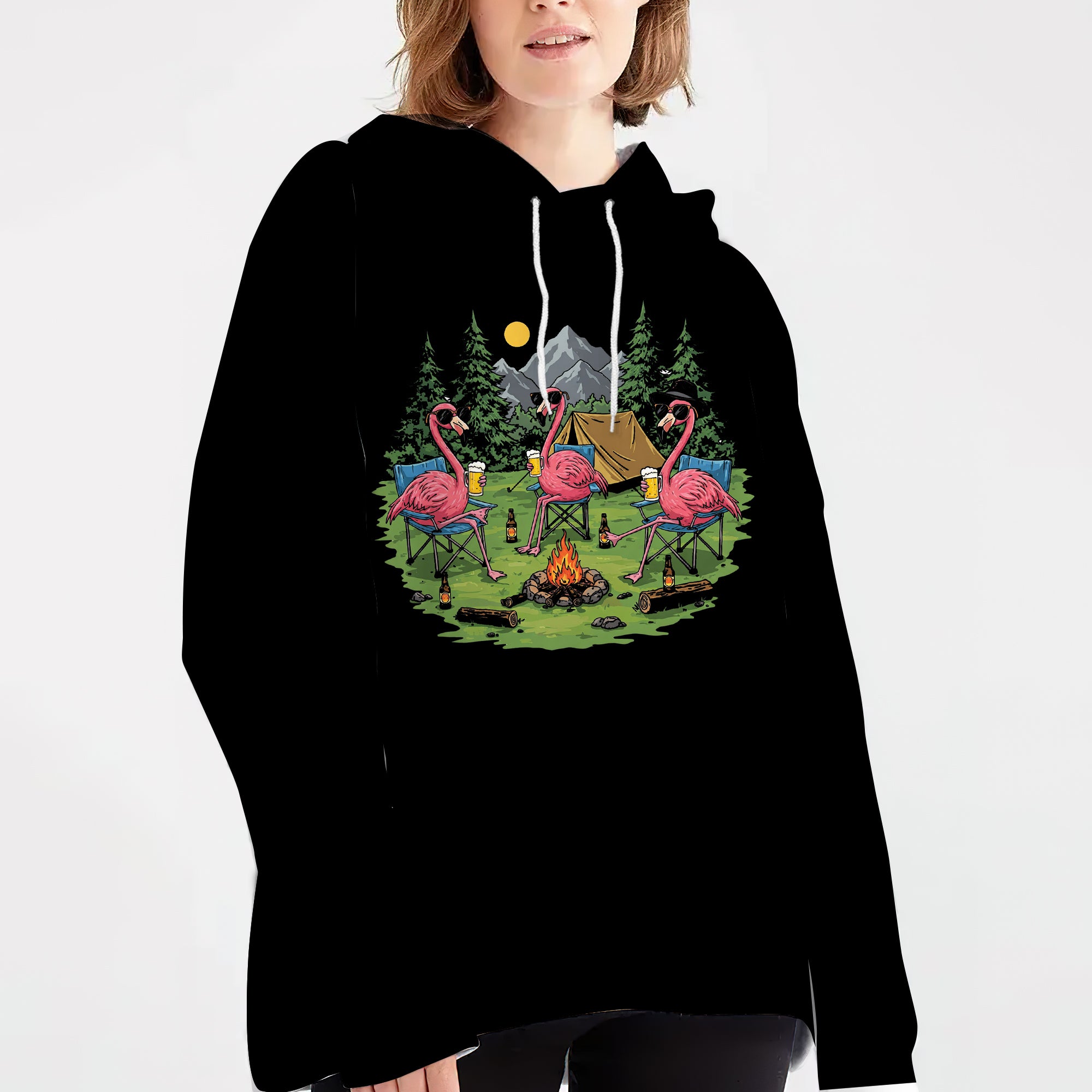 Funny Flamingo Making Memories Campfire All Over Print Shirt