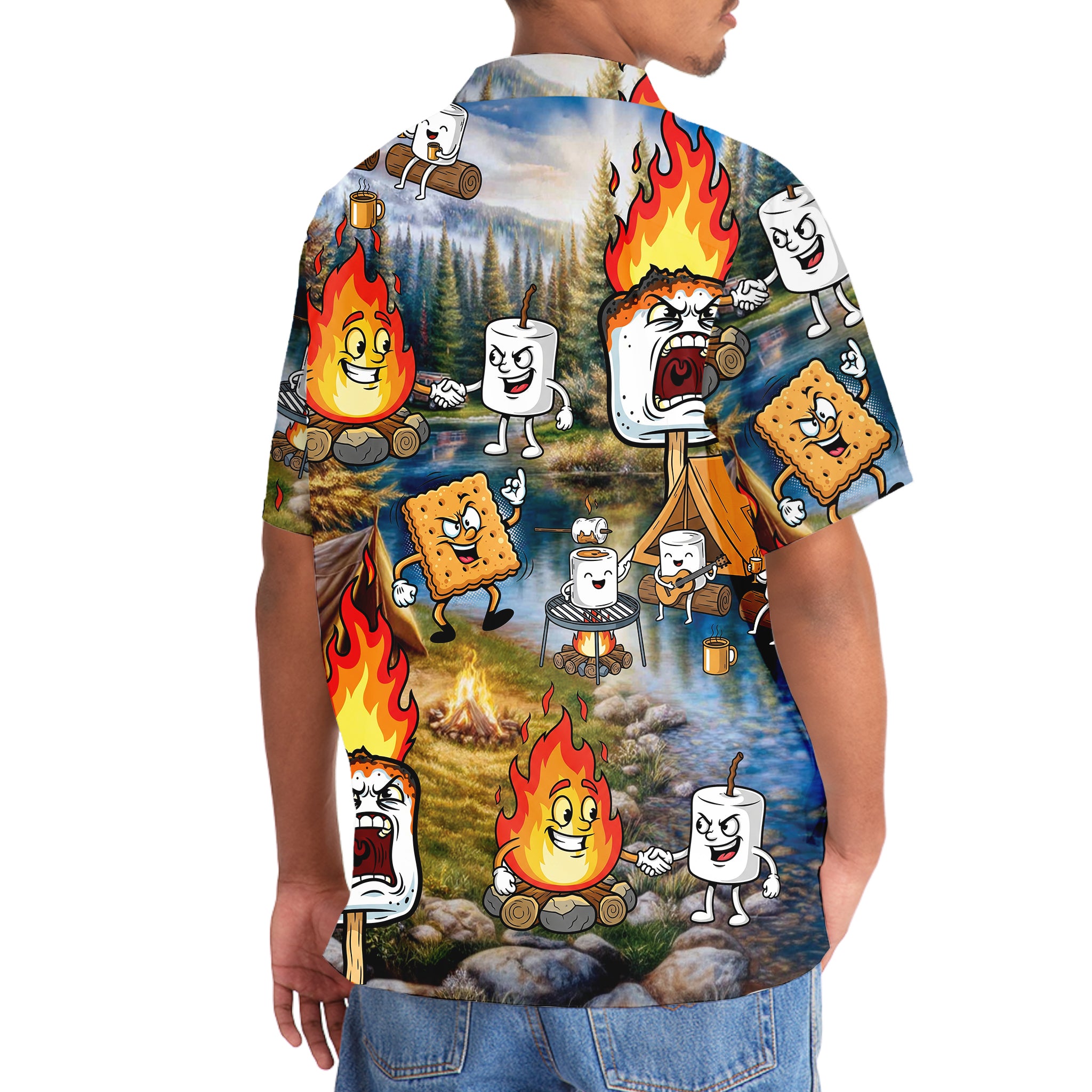 Vintage Camping Marshmallow Hawaiian Shirt