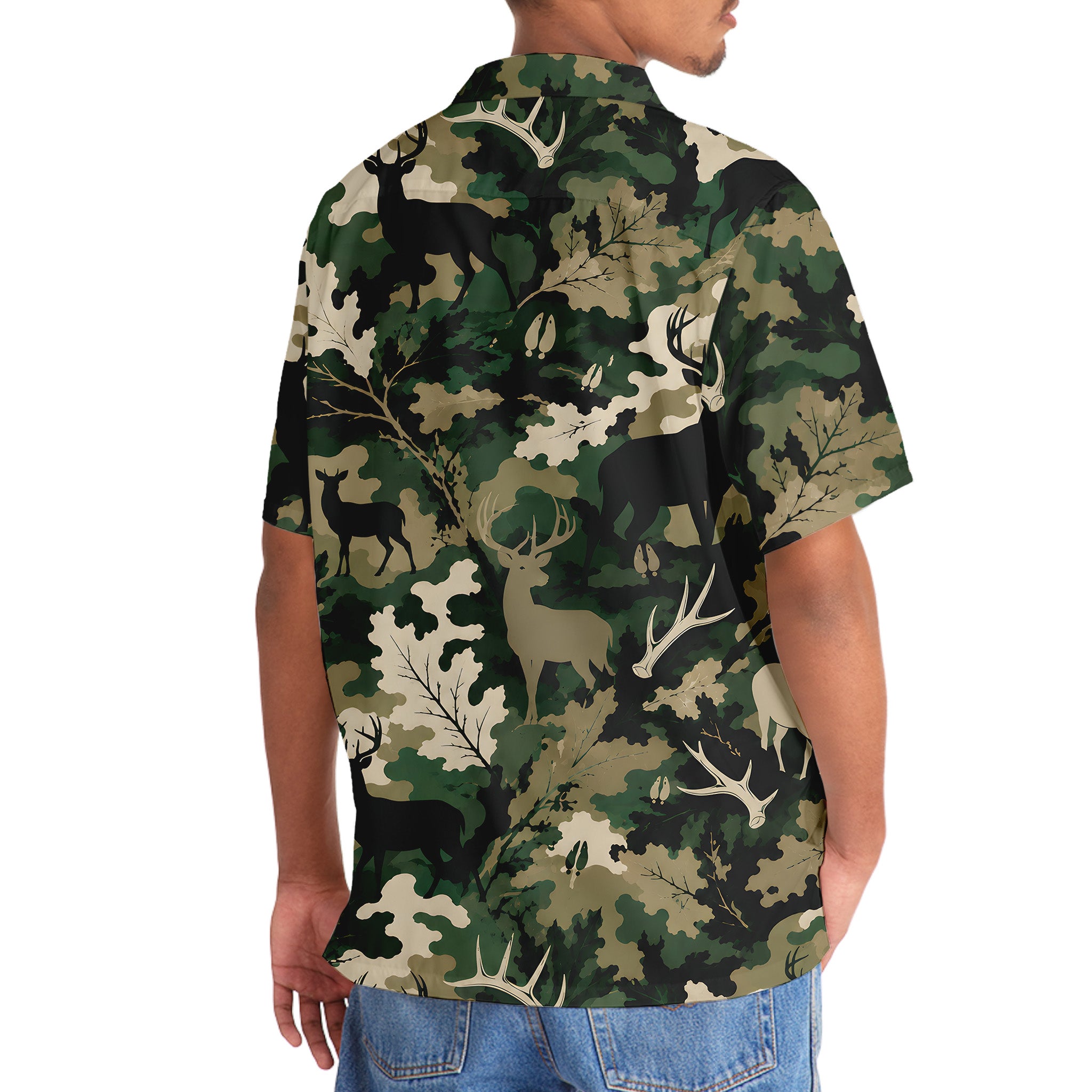 Woodland Deer Camo Hawaiian Shirt