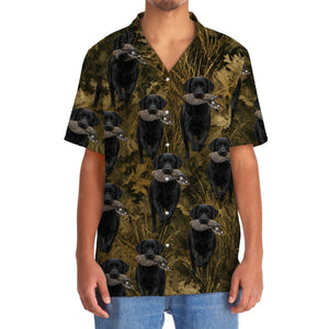 Camouflage Black Labrador Retriever Running With Mourning Dove Hawaiian Shirt