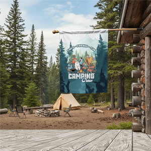 Friends, Fires, Fun Camping Crew Cats Flag Decor