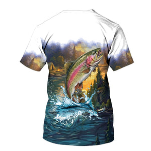 Rainbow Trout Fishing Sunset Strike All Over Print Shirt