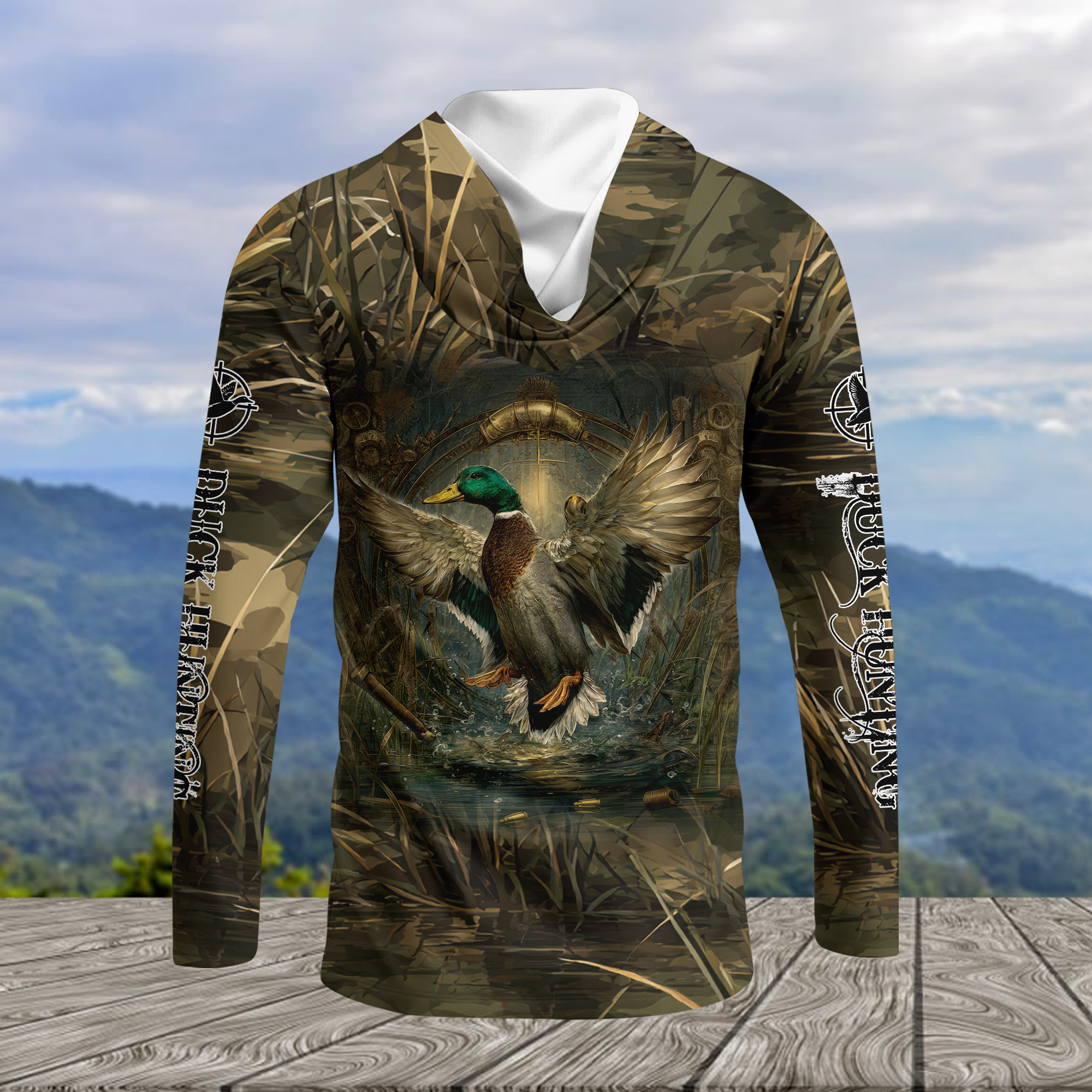 Mallard Duck Hunting Dark Camo All Over Print Shirt