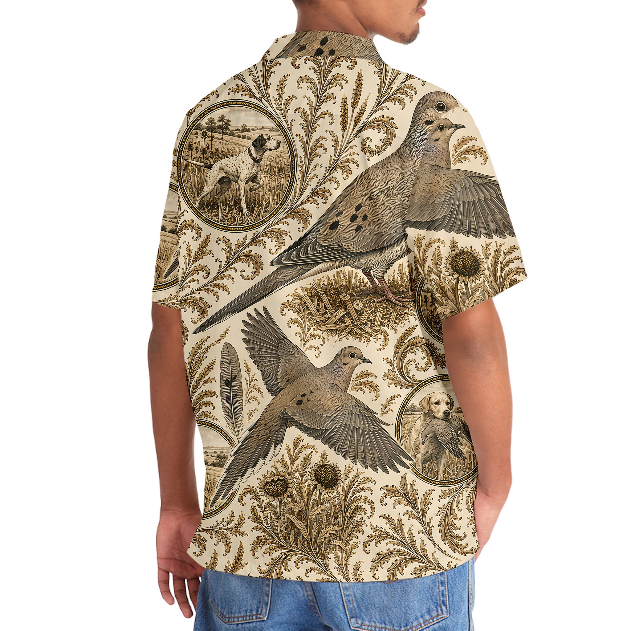 Vintage Dove Hunting Toile Hawaiian Shirt