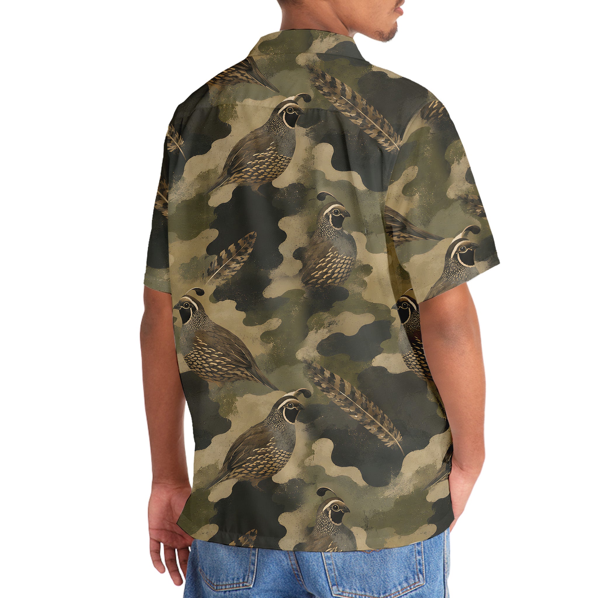 Quail Camouflage Graphic Pattern Hawaiian Shirt