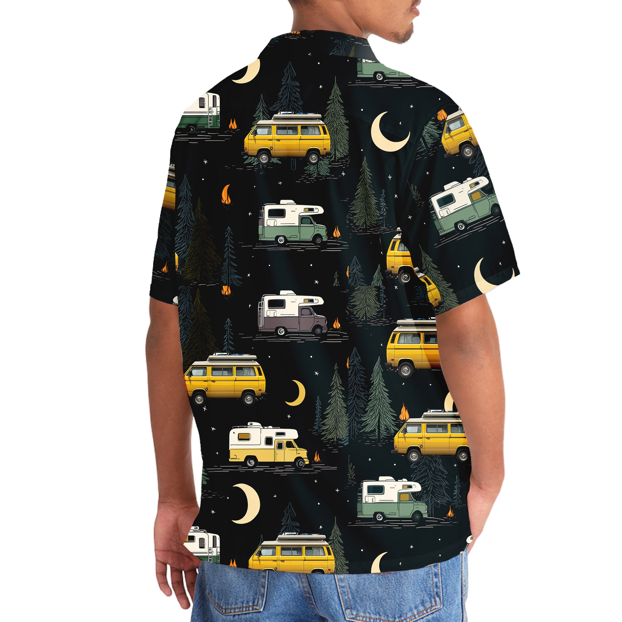Night Forest Class B Motorhome Hawaiian Shirt