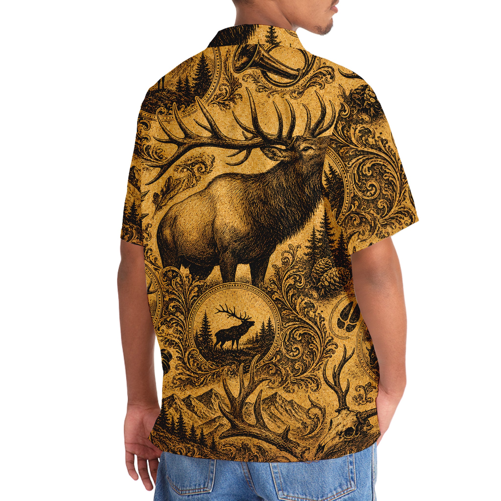 Elk Hunting Legend Vintage Art Hawaiian Shirt