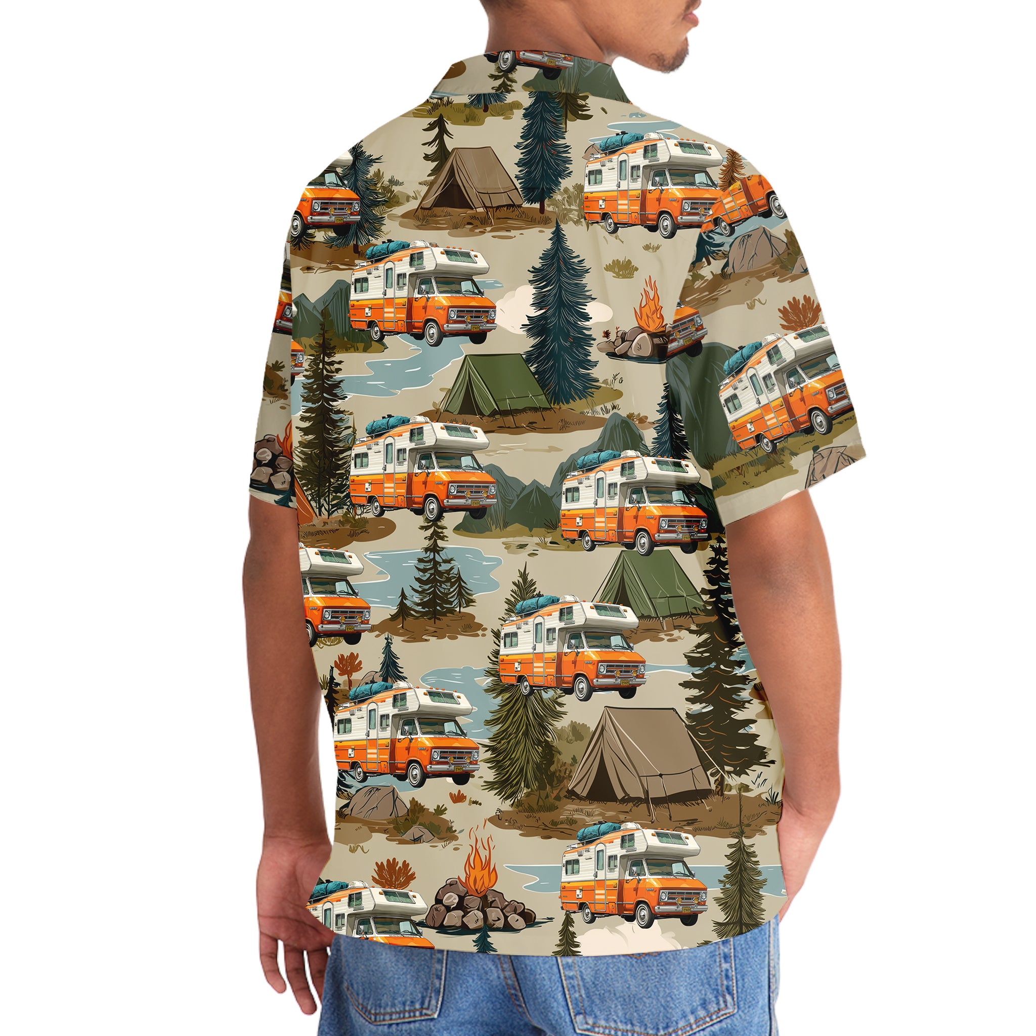 Retro RV Camping Adventure Hawaiian Shirt