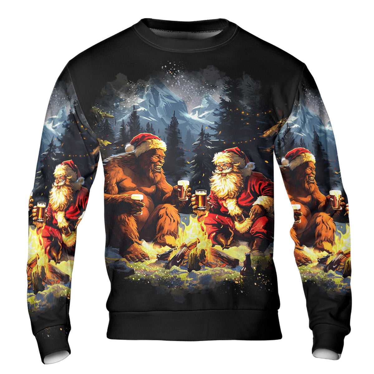 Funny Bigfoot & Santa Life Is Better Around The Campfire All Over Print Shirt