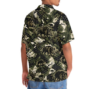Tactical Hexagonal Wild Hog Hunting Camo Hawaiian Shirt