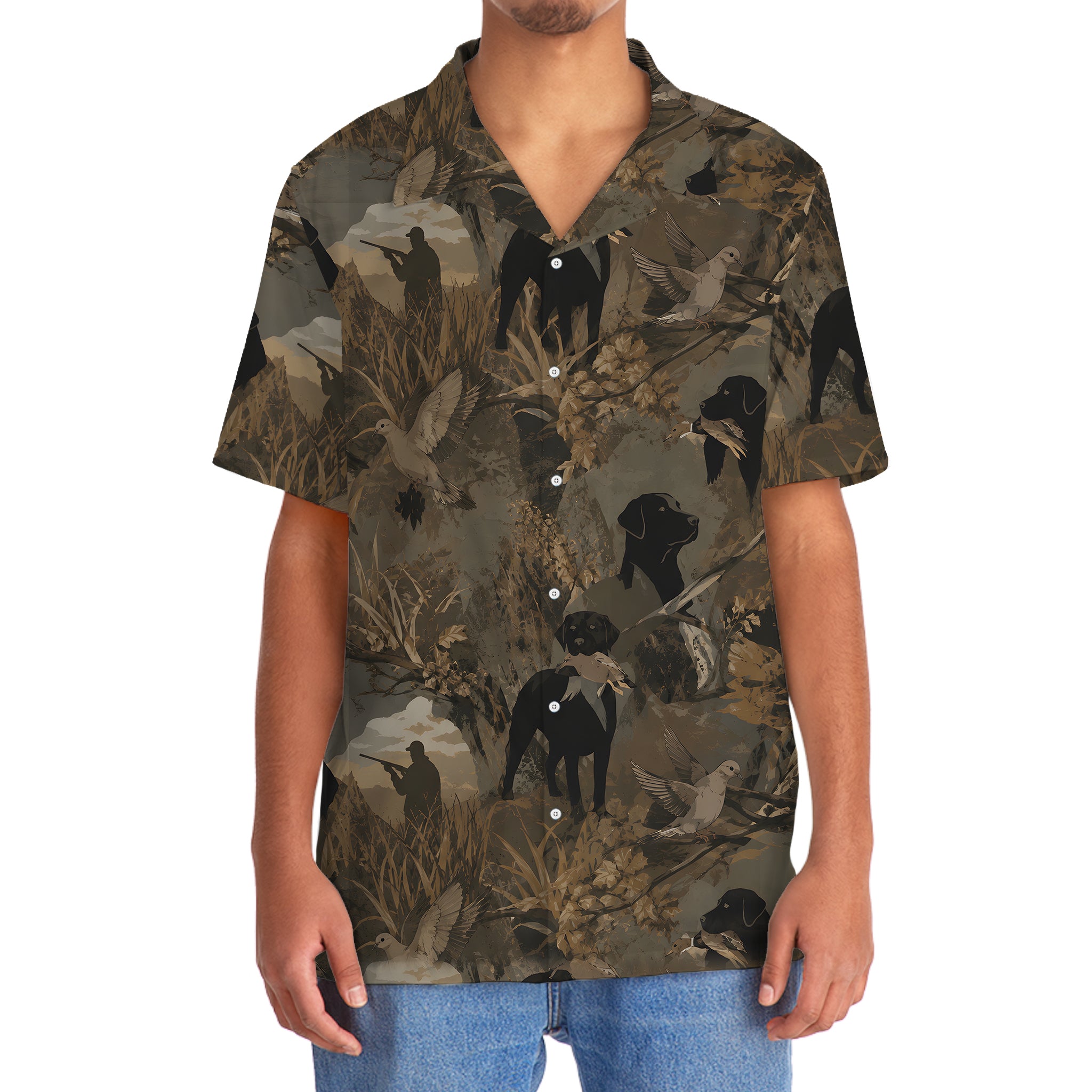 Mourning Dove Retriever Camouflage Hawaiian Shirt