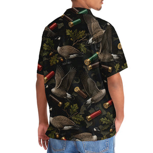 Vintage Goose Hunting Camouflage Black Hawaiian Shirt