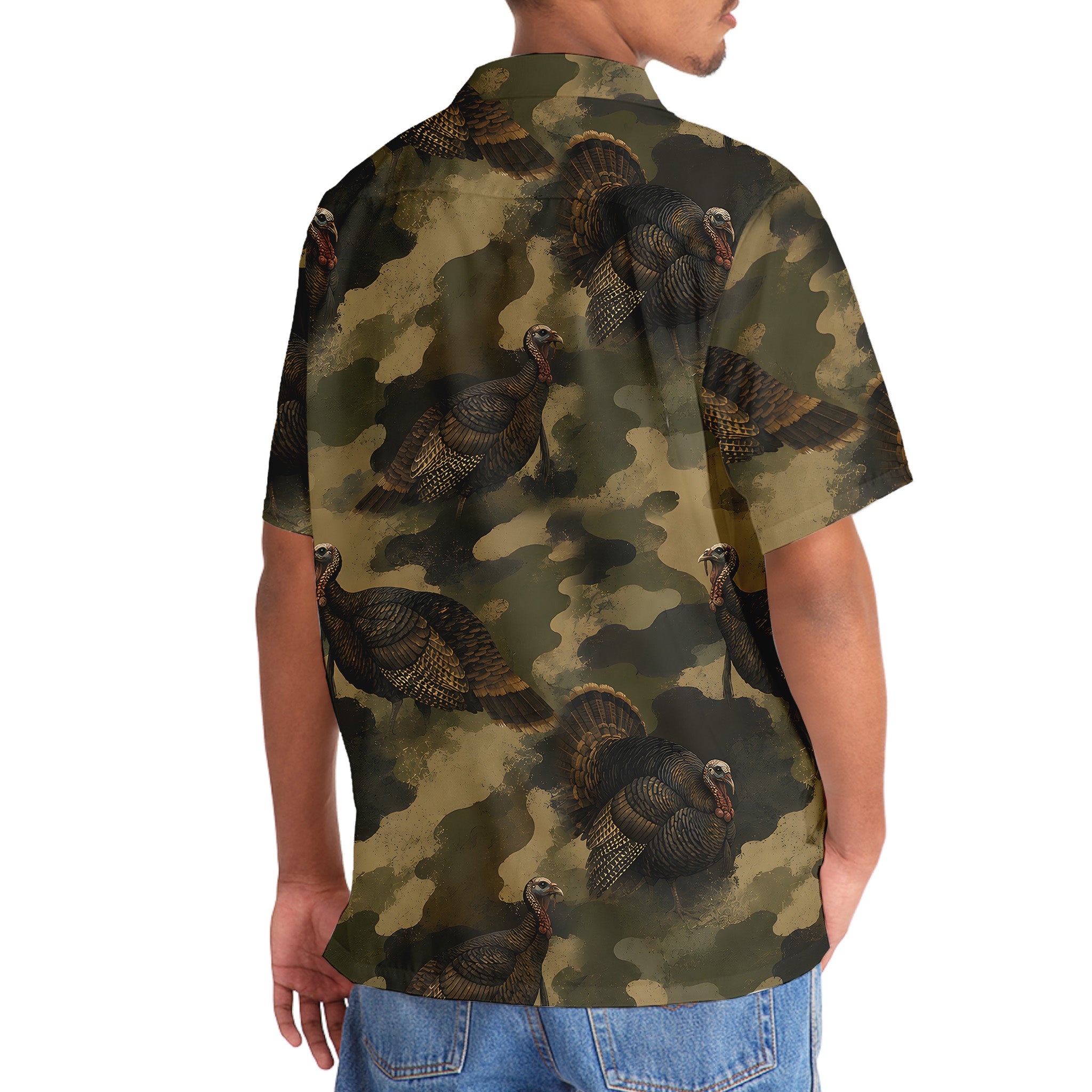 Wild Turkey Camouflage Graphic Pattern Hawaiian Shirt