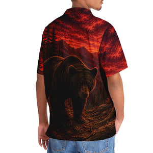 Black Bear Hunting Burnt Sky Hawaiian Shirt