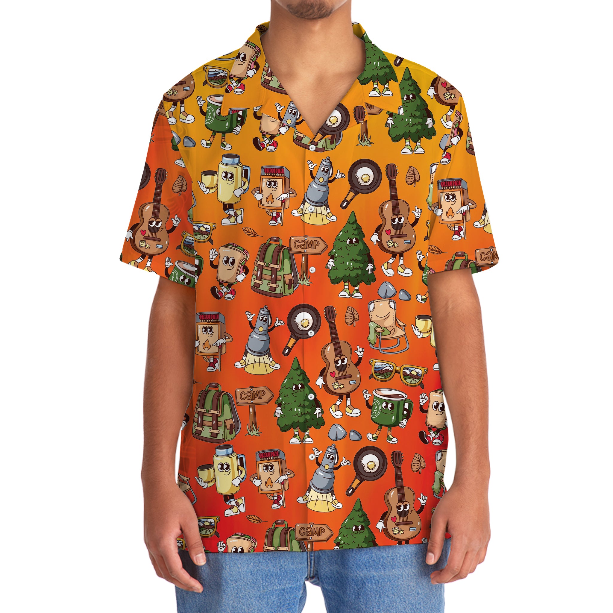 Funny Camping Cartoon Hawaiian Shirt