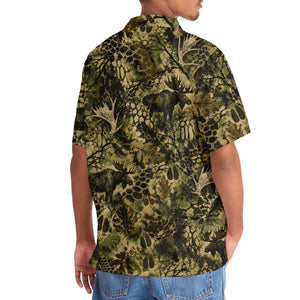 Moose Hunting Hex Camo Hawaiian Shirt