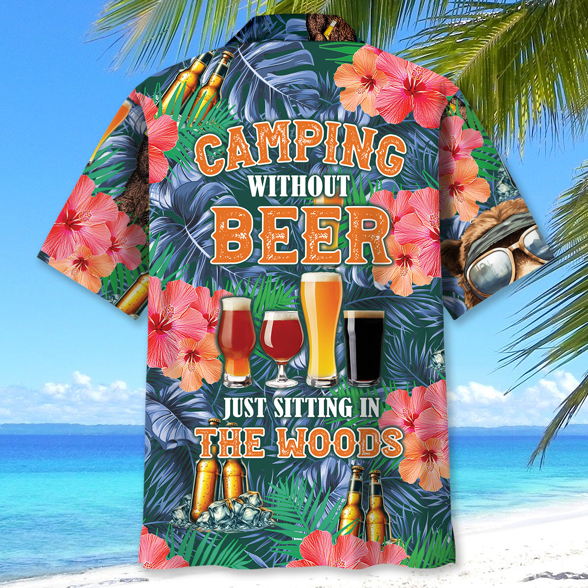 Bear Camping With Beer Hawaiian Shirt