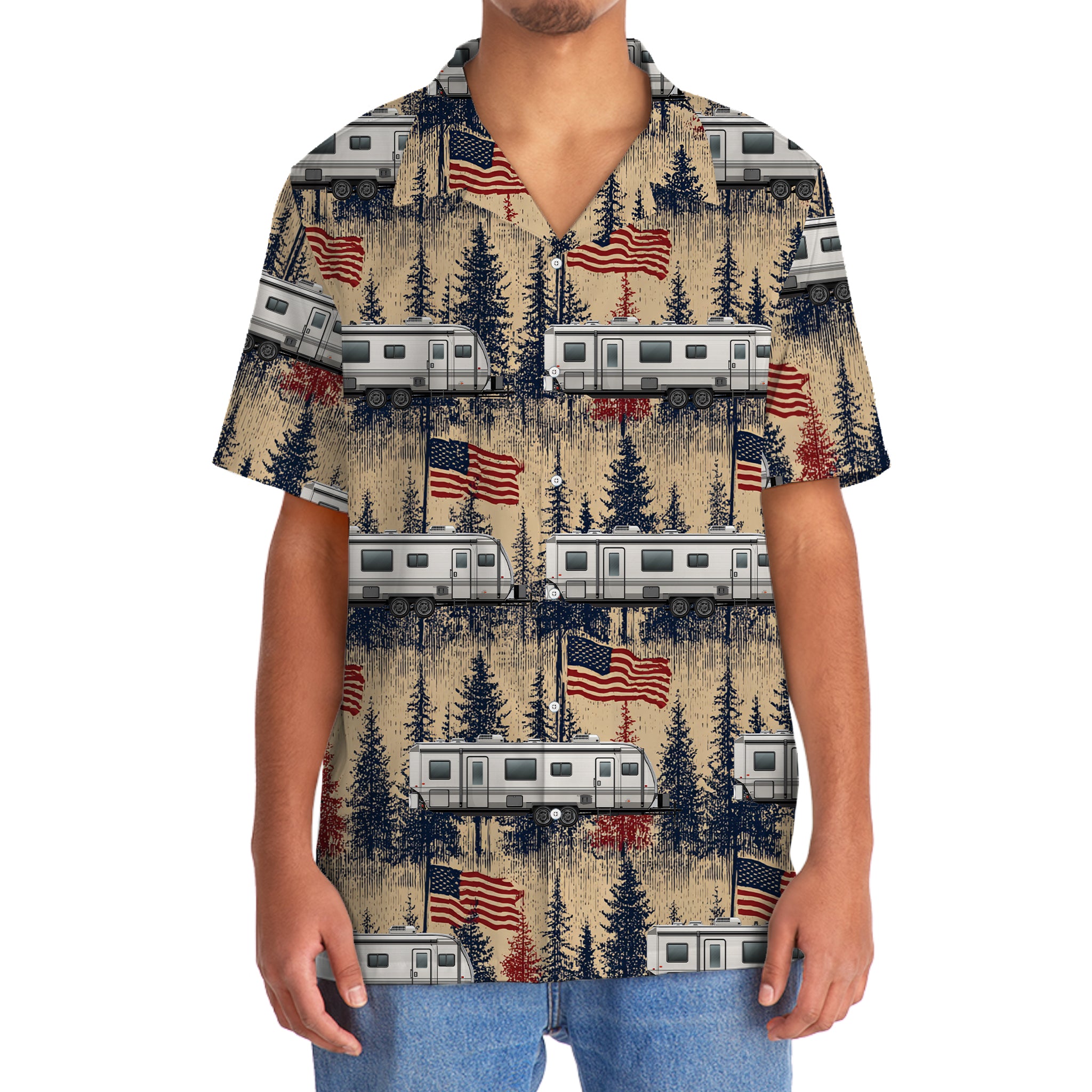 America Fifth-Wheel Trailer Hawaiian Shirt