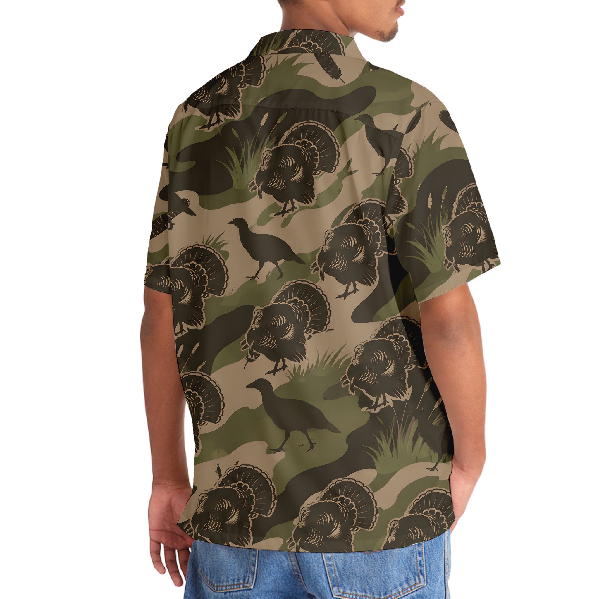 Vintage Camouflage Wild Turkey Hunting Hawaiian Shirt